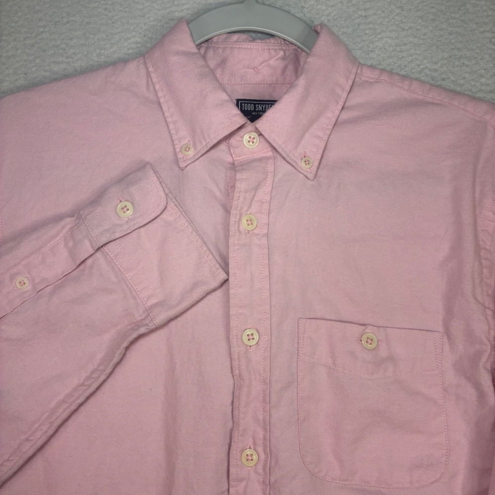 Todd Snyder Wool Blend Button Down Shirt Men S Pink Long Sleeve Cotton Preppy